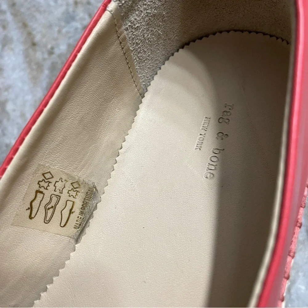 RAG & BONE Orange Pink Leather Slip On Espadrilles Flats
